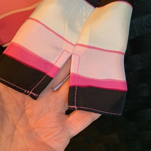 Talbots size 10 sleeveless multicolor striped pink/black blouse - Picture 4 of 9